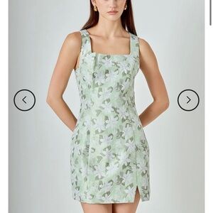 Endless Rose Green Floral Mini Dress